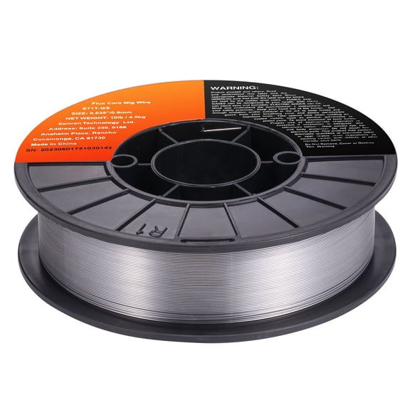 Gasless MIG Welding Wire, E71T-GS 0.035" 10LB Spool, Low Splatter Flux Core Wire for All-Position Mild Steel Welding and Outdoor Projects