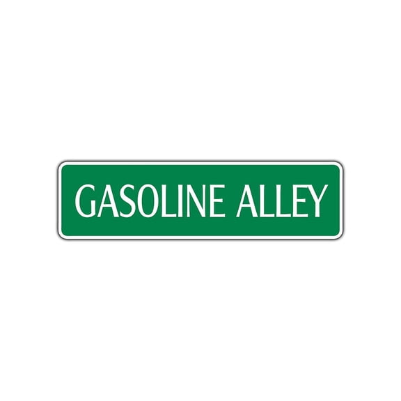 Gasoline Alley Aluminum Metal Novelty Street Sign Drag Racing Exxon Sunoco Indy 4x13.5