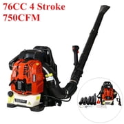 Gasoline Blower 750CFM 76CC 4-Stroke Engine Gas Powered Backpack Leaf Blower with Extension Tube, Adjustable Strap for Blowing Leaves/Snow/Dust
