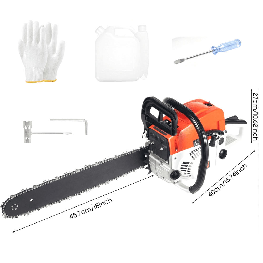 Gasoline Chain Saw 62CC  18-inch Saw Chain, Cutting Tool, EfficientWood Cutting, Logging And Ranch, Farm Durable Design, Silent Design Safe To Use,Shockproof Handle