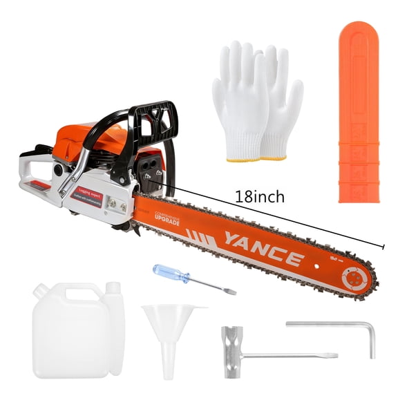 Gasoline Chain Saw 62CC 18-inch Saw Chain, Cutting Tool, EfficientWood Cutting, Logging And Ranch, Farm Durable Design, Silent Design Safe To Use,Shockproof Handle