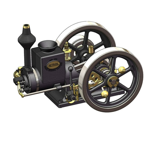 Gasoline Engine Model for Adults, HM-01 7cc 4-Stroke Horizontal Stationary Hit and Miss Engine DIY Assembly Model Kit with High/Low Speed Gear Lever for Physics Science Experiment, Gift for Adults