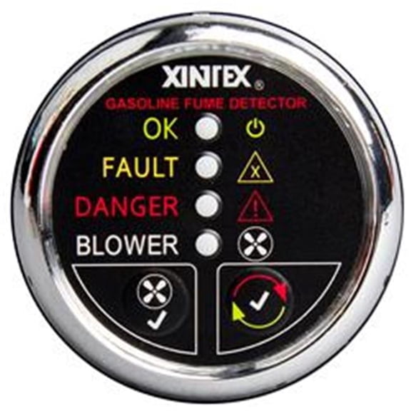 Gasoline Fume Detector & Blower Control with Plastic Sensor with Bezel Display, Chrome