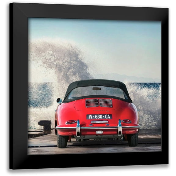 Gasoline Images 12x12 Black Modern Framed Museum Art Print Titled - Ocean Waves breaking on Vintage Beauties (detail 1)