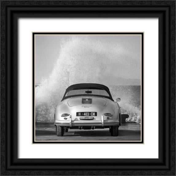 Gasoline Images 12x12 Black Ornate Wood Framed with Double Matting Museum Art Print Titled - Ocean Waves breaking on Vintage Beauties  (detail 2)