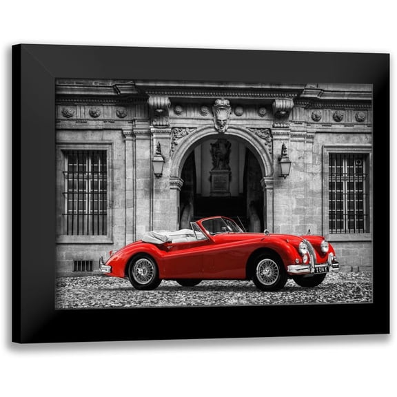 Gasoline Images 14x11 Black Modern Framed Museum Art Print Titled - Luxury Car in front of Classic Palace