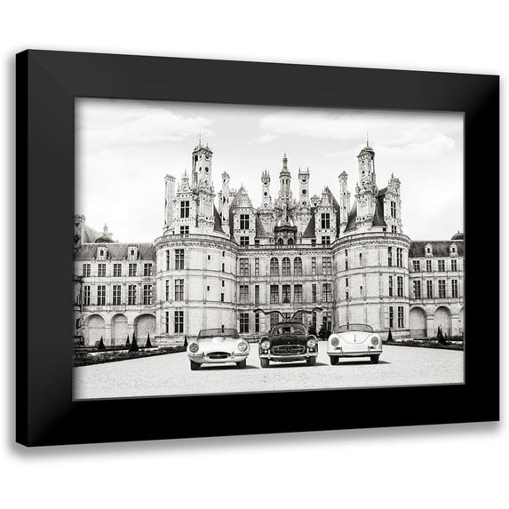 Gasoline Images 14x11 Black Modern Framed Museum Art Print Titled - Vintage Roadsters at French Castle
