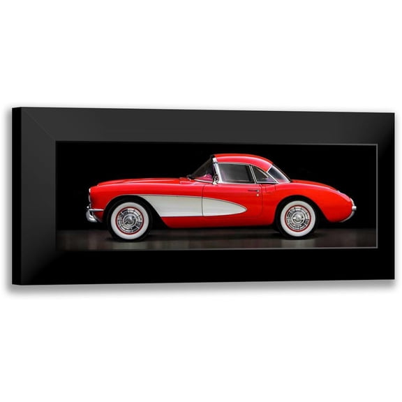 Gasoline Images 14x7 Black Modern Framed Museum Art Print Titled - Corvette Chevrolet