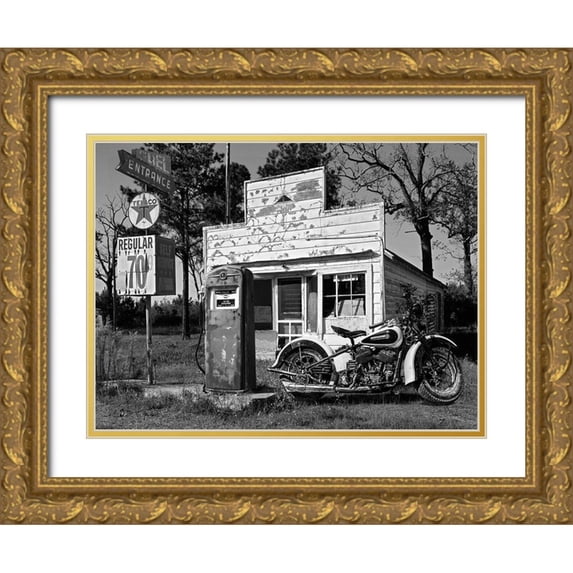 Gasoline Images 18x15 Gold Ornate Wood Framed with Double Matting Museum Art Print Titled - Abandoned gas station, New Mexico