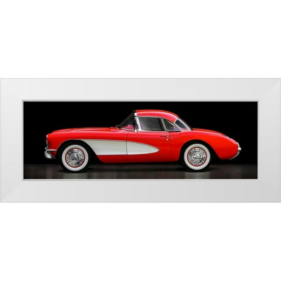 Gasoline Images 18x9 White Modern Wood Framed Museum Art Print Titled - Corvette Chevrolet