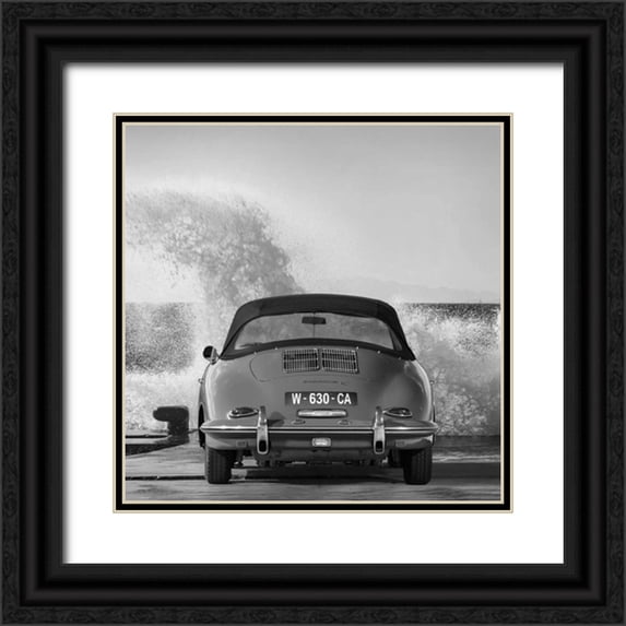 Gasoline Images 20x20 Black Ornate Wood Framed with Double Matting Museum Art Print Titled - Ocean Waves breaking on Vintage Beauties (detail 1)