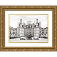 thumbnail image 1 of Gasoline Images 24x18 Gold Ornate Wood Framed with Double Matting Museum Art Print Titled - Vintage Roadsters at French Castle, 1 of 4