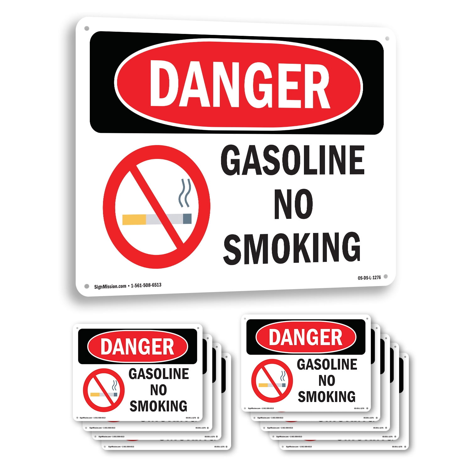 Gasoline No Smoking OSHA Danger Aluminum Sign 24 Inch x 18 Inch - 10 ...