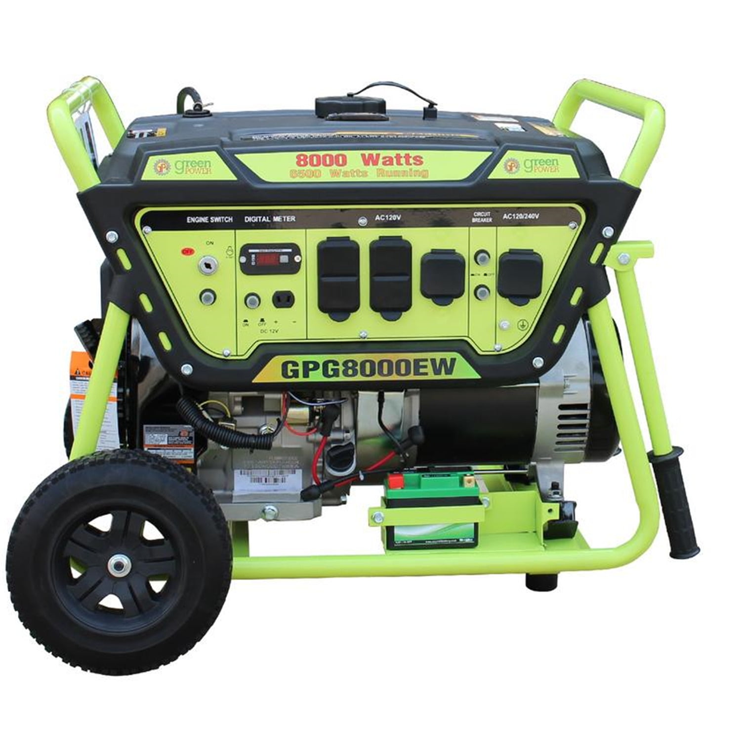 Green-Power Green Power 10000/7500-Watt Gasoline Powered Electric Start Portable Generator w/420cc 15HP LCT Engine, Lithium Battery Green-Power Green Power 10000/7500-Watt Gasoline Powered Electric Start Portable Generator w/420cc 15HP LCT Engine, Lithium Battery