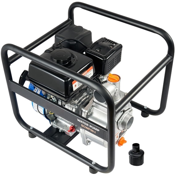 Gasoline Powered Trash Pump, 2 in/50 mm, 6.5HP 132 GPM 4-Stroke Gasoline Engine