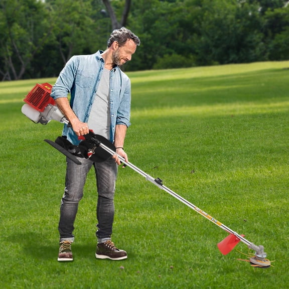Gasoline-Powered Weed Wacker 43cc, 2-Stroke Engine, Adjustable Handle, 8500RPM, Dual Blade Heads for Lawn & Garden Use Lightweight, Durable, Safe & Easy To Use