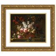 thumbnail image 1 of Gaspar Peeter Verbruggen the Elder 24x20 Gold Ornate Framed and Double Matted Museum Art Print Titled - Still Life of Pink Roses,&nbsp;Tulips, Hyacinths, Jasmine and Other Flowers Loosely Arrange, 1 of 4