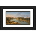 thumbnail image 1 of Gaspar Van Wittel 14x9 Black Ornate Wood Framed Double Matted Museum Art Print Titled: Rome, a View of the River Tiber at the Porto Della Legna Looking Towards Castel Sant’Angelo, with, 1 of 5