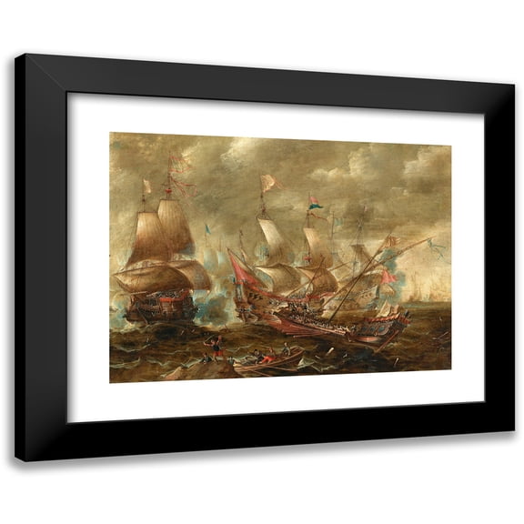 Gaspar van Eyck 14x11 Black Modern Framed Museum Art Print Titled - A Naval Battle