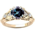thumbnail image 1 of Gaspara 1.50 Ct Round Cut Alexandrite Wedding Engagement Halo Ring 14K Rose Gold Plated 925 Sterling Silver for Women's -5.5, 1 of 3