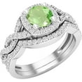 thumbnail image 1 of Gaspara 14K White Gold Plated 925 Sterling Silver 2.50 Ct Round Cut Green Peridot Engagement Wedding Christmas Thanksgiving Bridal Ring Set For Women's -8, 1 of 3