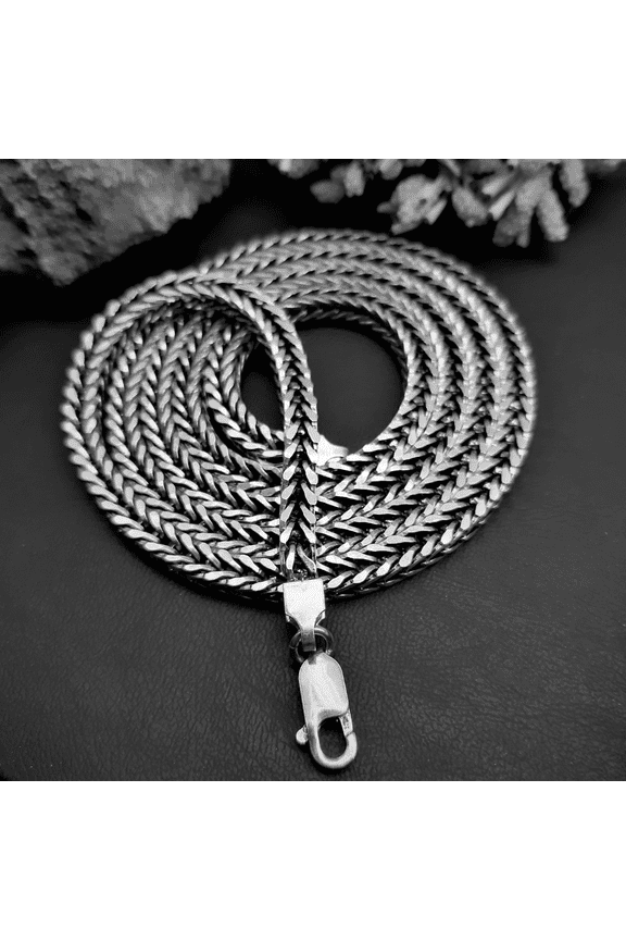 18 inch 925 Sterling Silver Solid Chain Necklace Unisex 2.5 mm Foxtail Chain No Gemstones