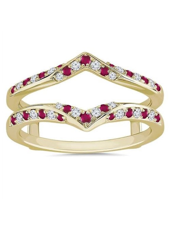 Round Red Engagement Rings, Yellow Gold-Plated, Size 10