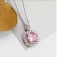 thumbnail image 1 of Gaspara Cushion Cut Lab Created Pink Sapphire & Diamond Women's Pendant 14K White Gold Plated, 1 of 4