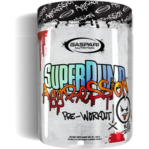 Gaspari Nutrition SuperPump Aggression Pre-Workout, Energy, Focus, Endurance and Recovery, with Creatine and Caffeine - Blood Orange, 25 Servings