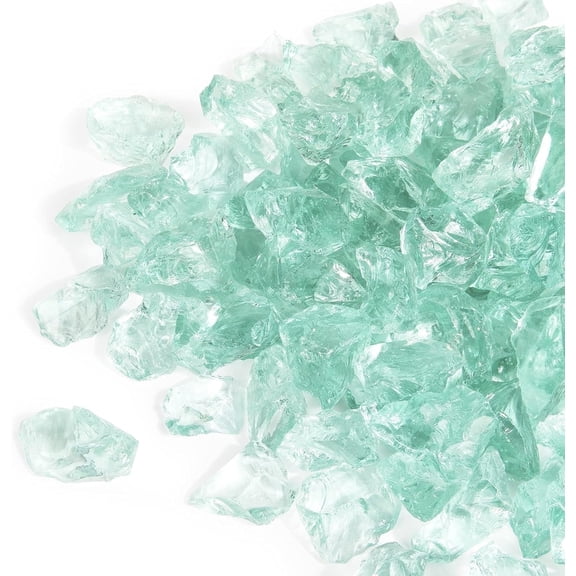 Gaspro 10 lbs Fire Glass for Propane Fire Pit, 1/2-Inch Decorative Firepit Glass Rock for Gas Fireplace, Aqua