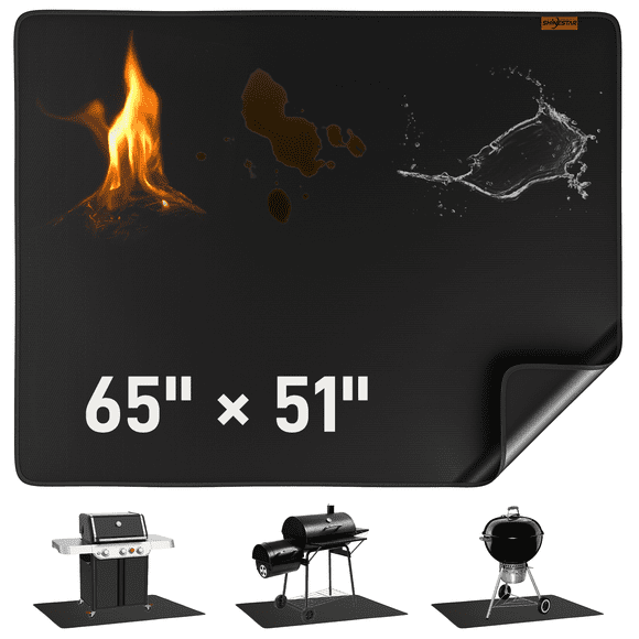 GASPRO Grill Mat for Outdoor Grill Large 65 x 51 Inch, Double-Sided Fireproof Waterproof Oil-Proof BBQ Grill Mat, Deck and Patio Protector Mat for Grill, Fire Pit, Fireplace