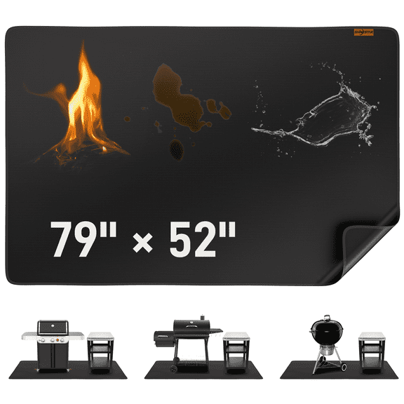 Gaspro 79 x 52 Inch Under Grill Mat for Outdoor Grill, Double-Sided Fireproof Deck & Patio Protector, Heat Resistant BBQ Mat, Waterproof & Oil-Proof for Grill, Fire Pit(0.5mm)