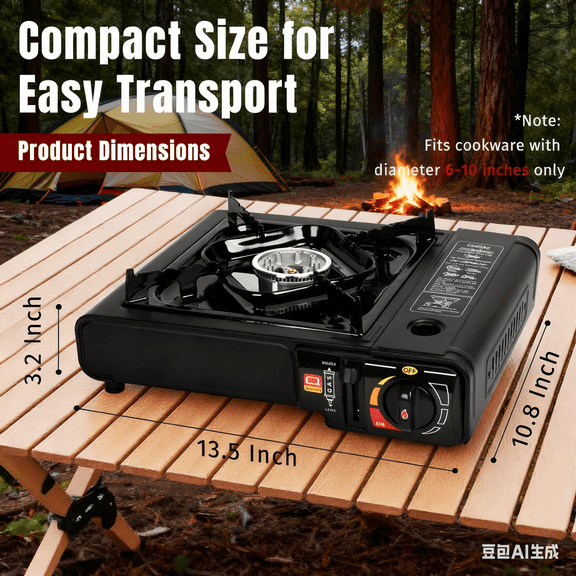 GASPRO Portable Butane Camping Stove 7800 BTU Single Burner, Camping Cooktop with Carry Case, Automatic Ignition Outdoor Cooking Stove with Safety Lock for Camping, Hiking, Tailgating & Emergency