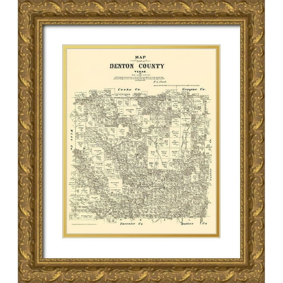 Gast 26x31 Gold Ornate Wood Framed with Double Matting Museum Art Print Titled - Denton Texas Landowner - Gast 1879