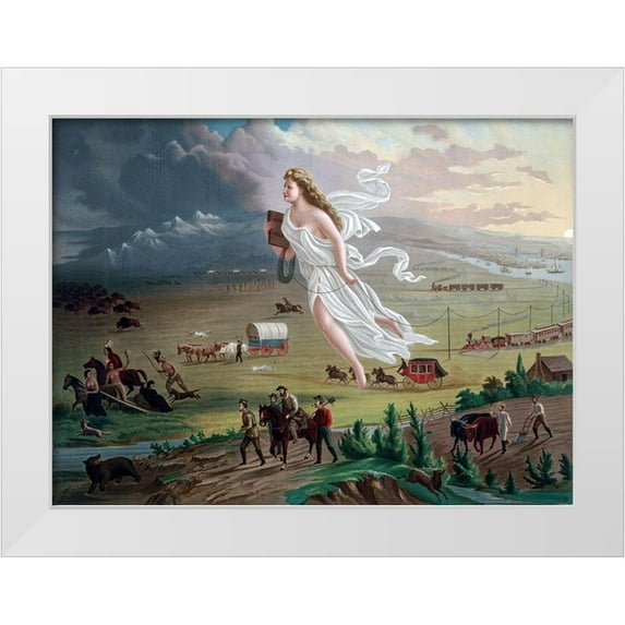 Gast, John 14x11 White Modern Wood Framed Museum Art Print Titled - American Progress