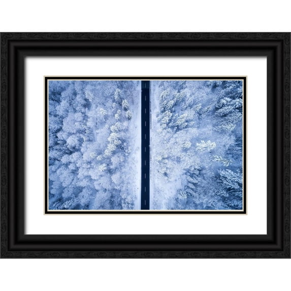 Gastager, Daniel 14x11 Black Ornate Wood Framed with Double Matting Museum Art Print Titled - A Frosty Road