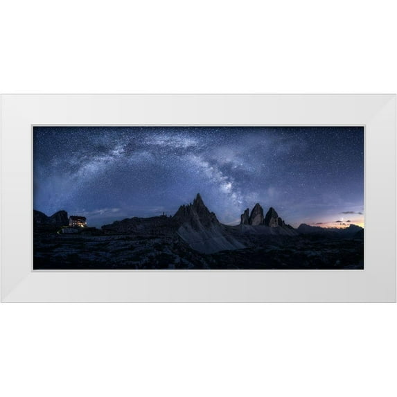 Gastager, Daniel 18x10 White Modern Wood Framed Museum Art Print Titled - Stars In The Dolomites