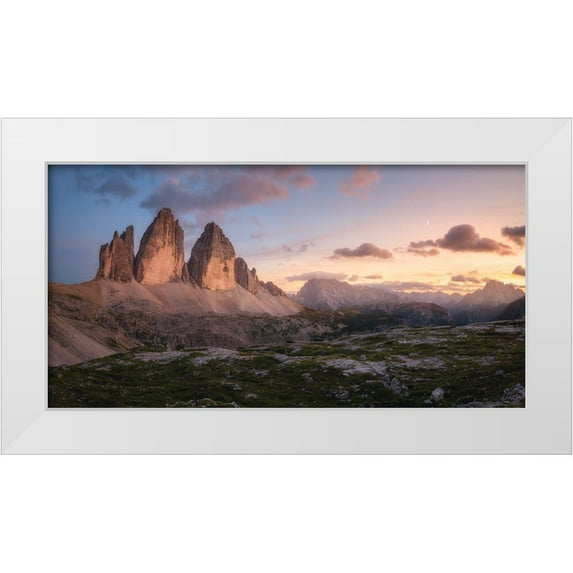 Gastager, Daniel 32x18 White Modern Wood Framed Museum Art Print Titled - An Evening In The Dolomites