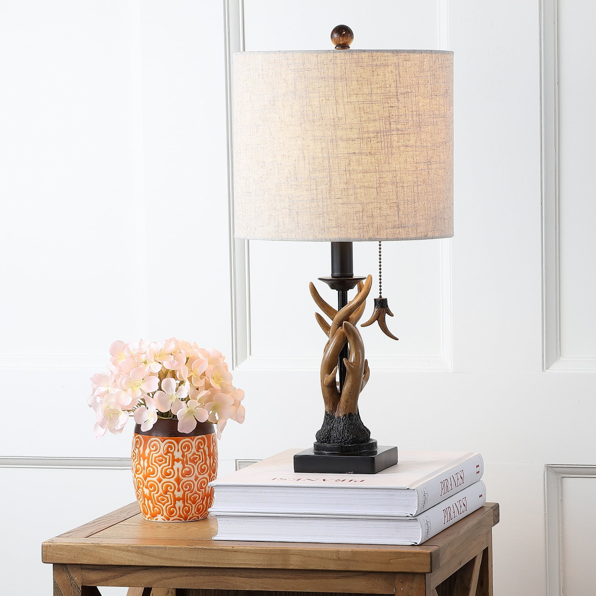 Gaston 20.5" Black and Brown Resin Antler Table Lamp