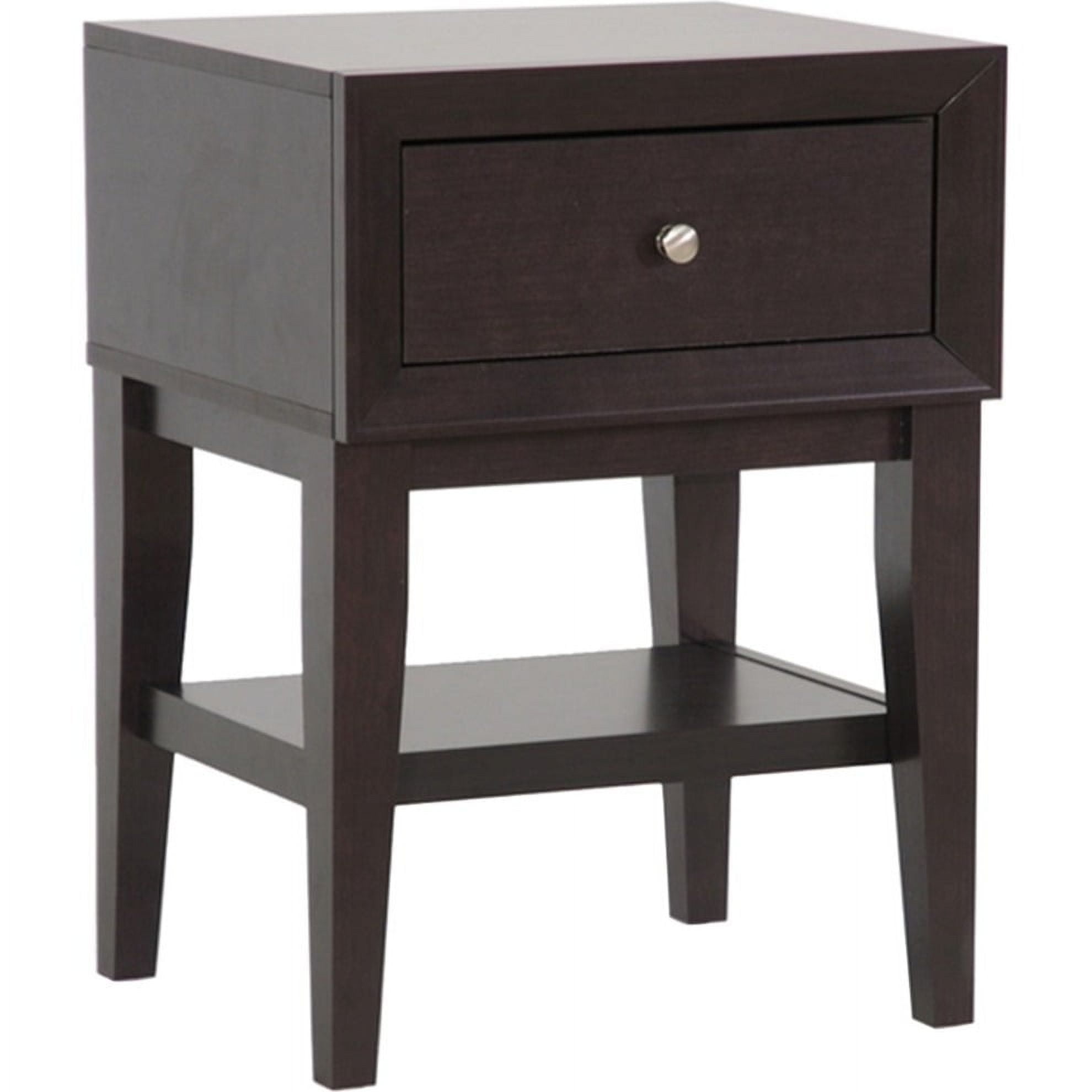 Gaston Dark Brown Faux Wood Grain Modern Accent Table with Storage