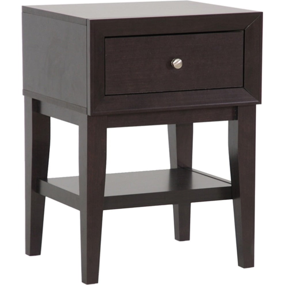 Gaston Dark Brown Faux Wood Grain Modern Accent Table with Storage