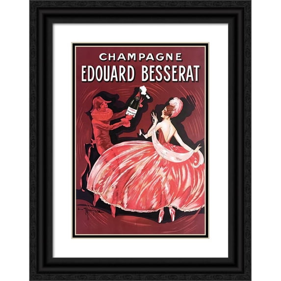 Gaston Marechaux 11x14 Black Ornate Wood Framed Double Matted Museum Art Print Titled: Champagne Edouard Better (1925)