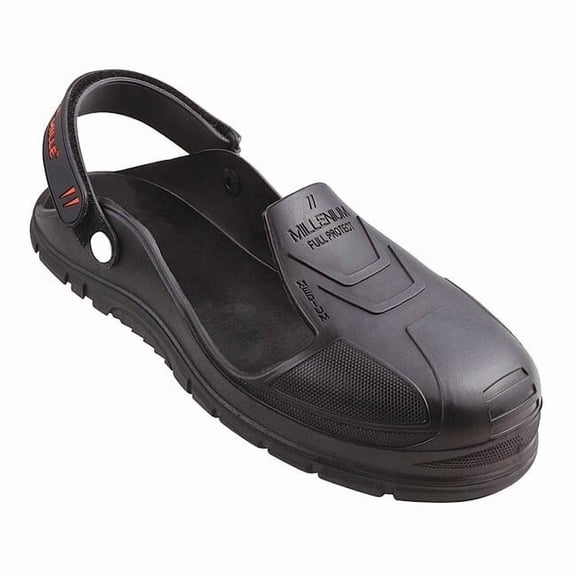 Overshoes, Steel Toe, PU Material, 2 in Height, Slip On Closure, Lug Sole, Black, 10-1/2 to 13