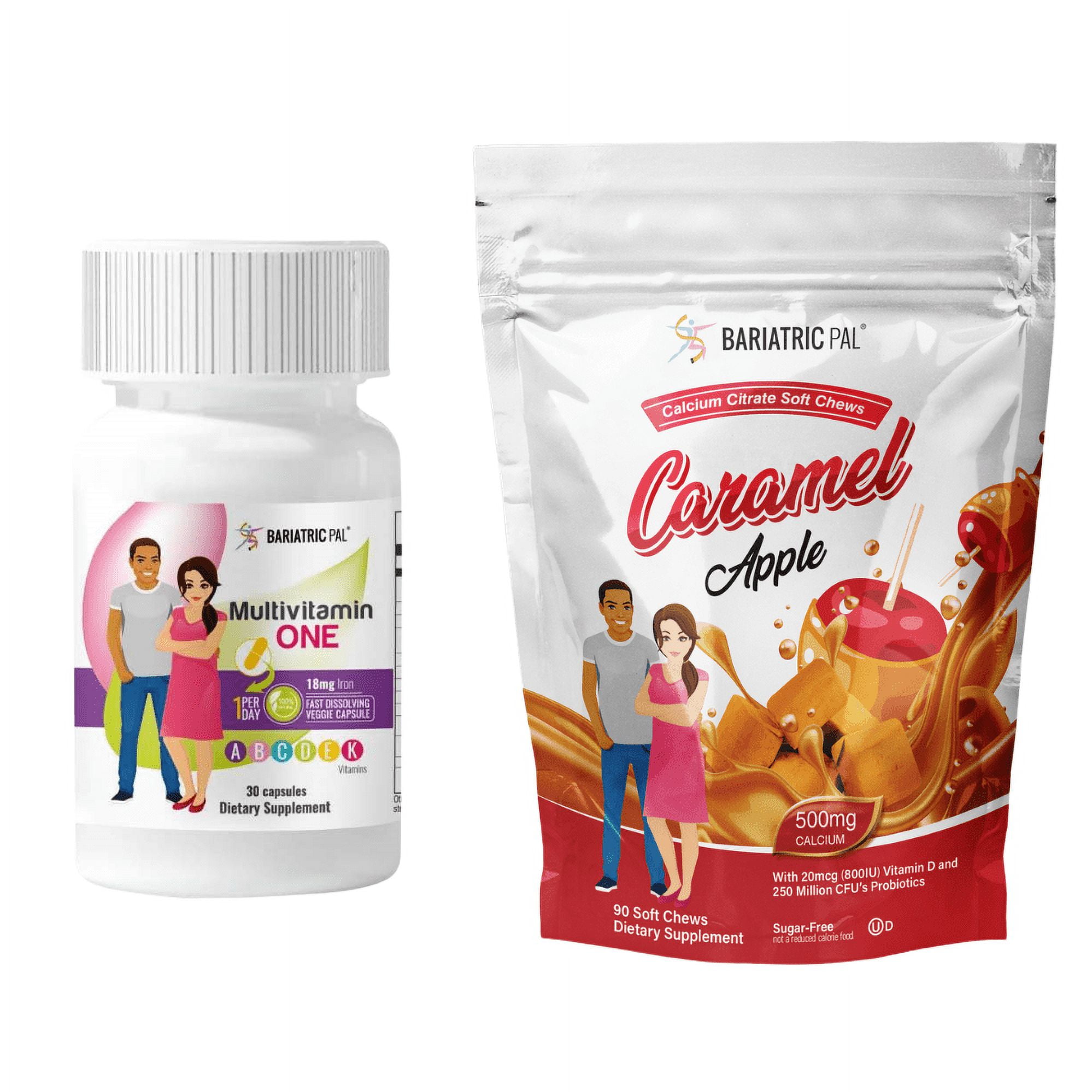 Gastric Band Complete Vitamin Pack - Capsules Size: 1-Month Supply, BariatricPal Multivitamin ONE: Capsule with 18mg Iron, BariatricPal Calcium Citrate Soft Chews: Caramel Apple
