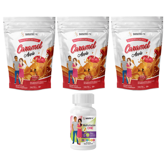 Gastric Band Complete Vitamin Pack - Capsules Size: 3-Month Supply, BariatricPal Multivitamin ONE: Capsule with 45mg Iron, BariatricPal Calcium Citrate Soft Chews: Caramel Apple