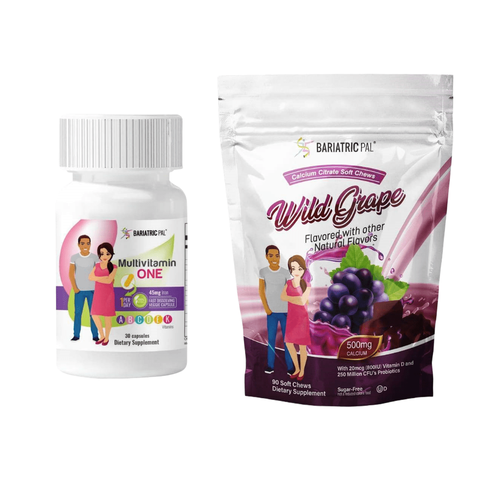 Gastric Bypass Complete Vitamin Pack - Capsules Size: 1-Month Supply, BariatricPal Multivitamin ONE: Capsule with 45mg Iron, BariatricPal Calcium Citrate Soft Chews: Wild Grape