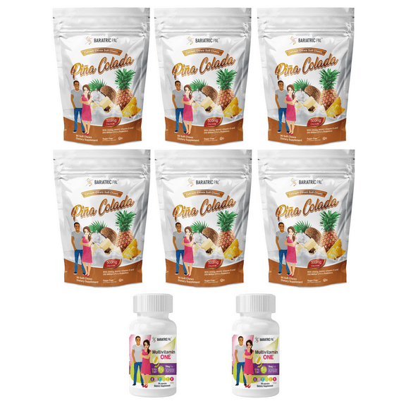 Gastric Sleeve Complete Vitamin Pack - Capsules Size: 6-Month Supply, BariatricPal Multivitamin ONE: Capsule with 18mg Iron, BariatricPal Calcium Citrate Soft Chews: Piña Colada