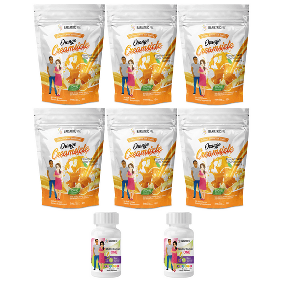 Gastric Sleeve Complete Vitamin Pack - Capsules Size: 6-Month Supply, BariatricPal Multivitamin ONE: Capsule with 60mg Iron, BariatricPal Calcium Citrate Soft Chews: Orange Creamsicle