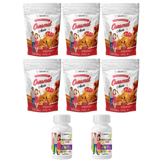 Gastric Sleeve Complete Vitamin Pack - Capsules Size: 6-Month Supply, BariatricPal Multivitamin ONE: Capsule - Iron Free, BariatricPal Calcium Citrate Soft Chews: Caramel Apple