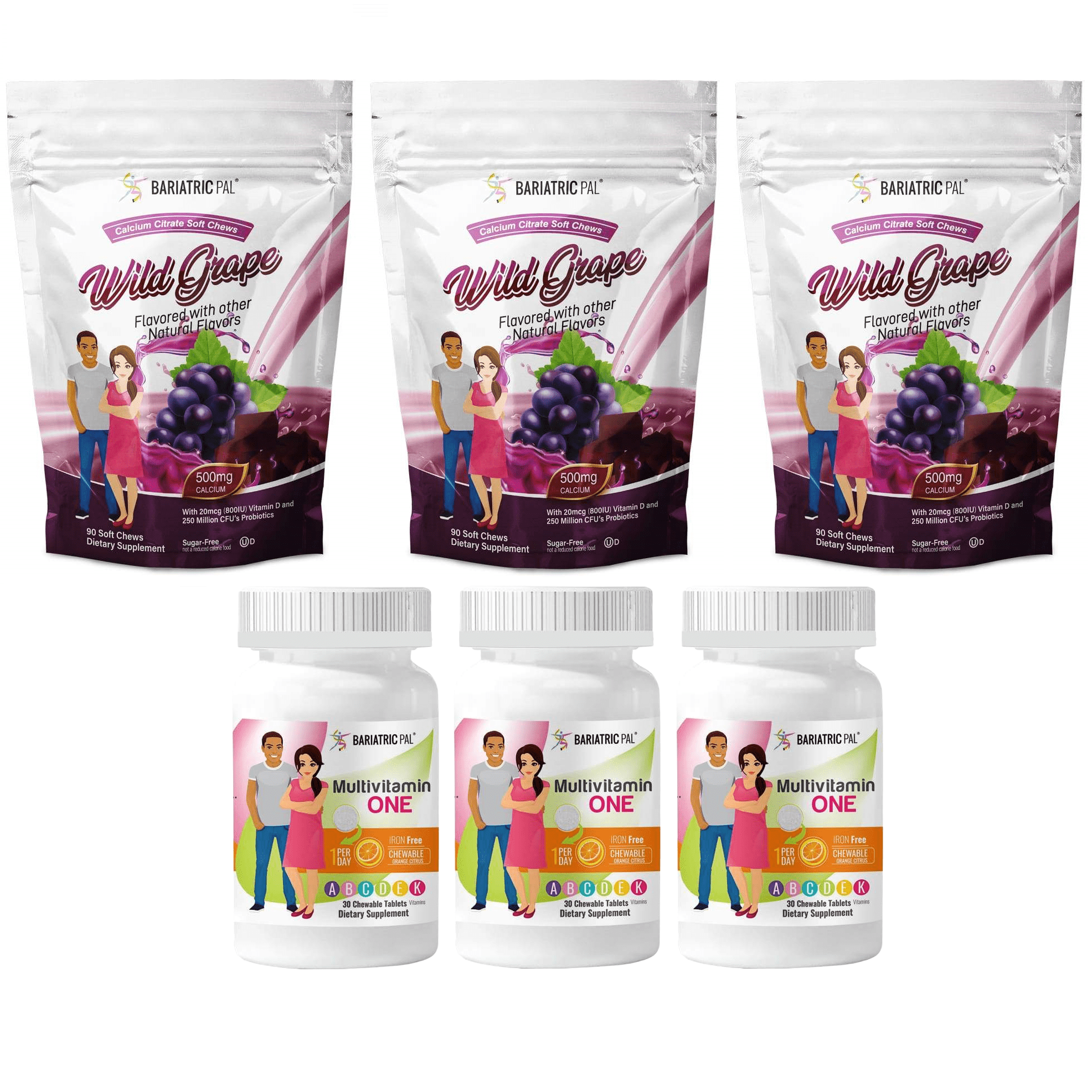 Gastric Sleeve Complete Vitamin Pack Chewables Size 3Month Supply, BariatricPal Multivitamin